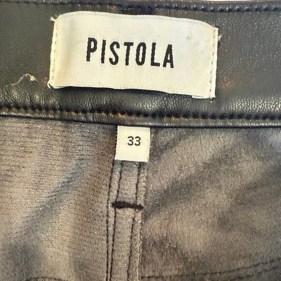 Pistola Faux Leather Pants Black Size 33 Flare Leg High Rise Sleek Edgy - Picture 4 of 9